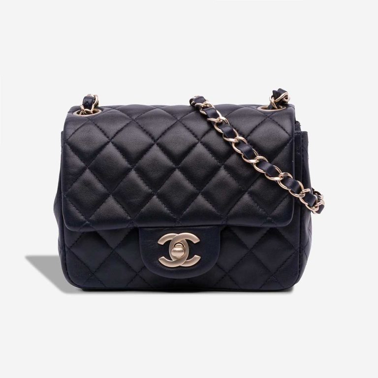Chanel Timeless Mini Square Lamb Blue Front | Sell your designer bag