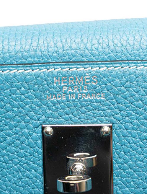 Hermès Kelly 50 Clémence Bleu Jean Closing System | Sell your designer bag