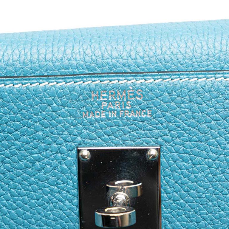 Hermès Kelly 50 Clémence Bleu Jean Front | Sell your designer bag