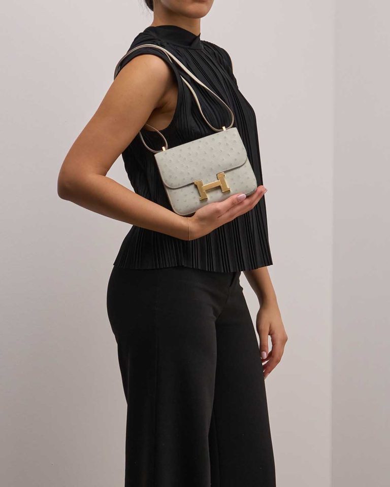 Hermès Constance 18 Ostrich Gris Perle Front | Sell your designer bag