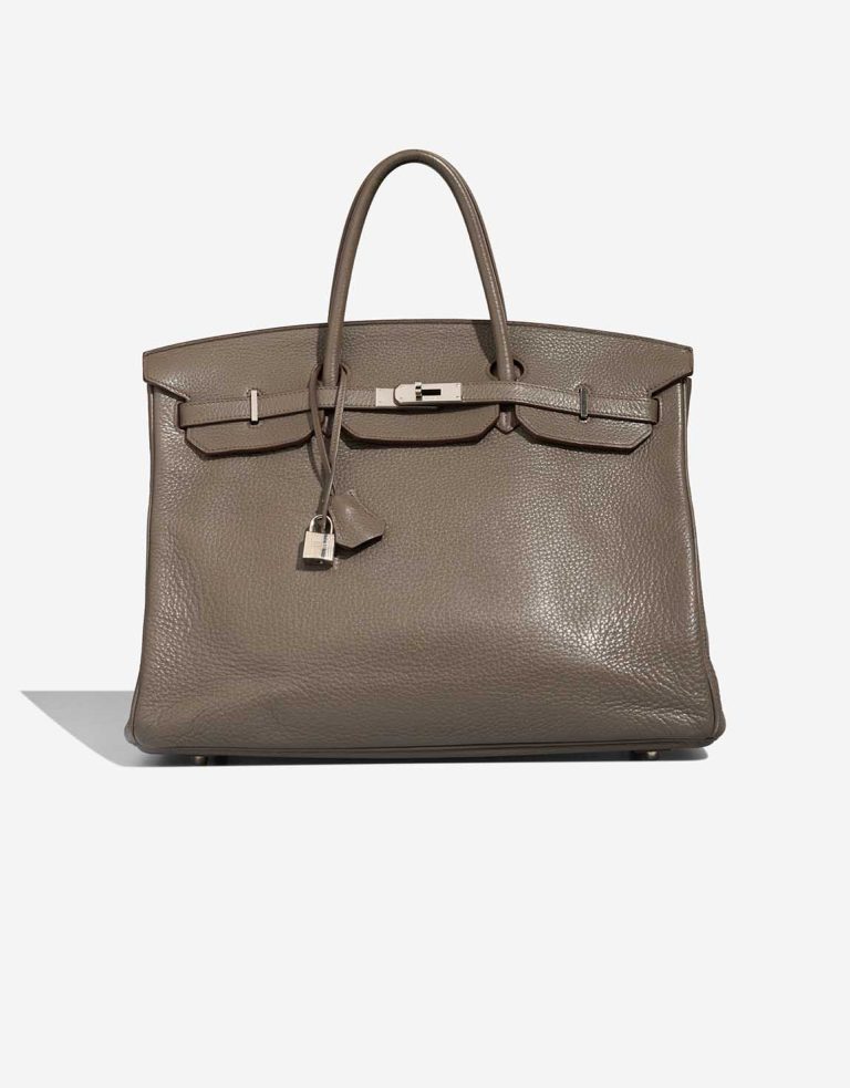 Hermès Birkin 40 Taurillon Clémence Étain Front | Sell your designer bag