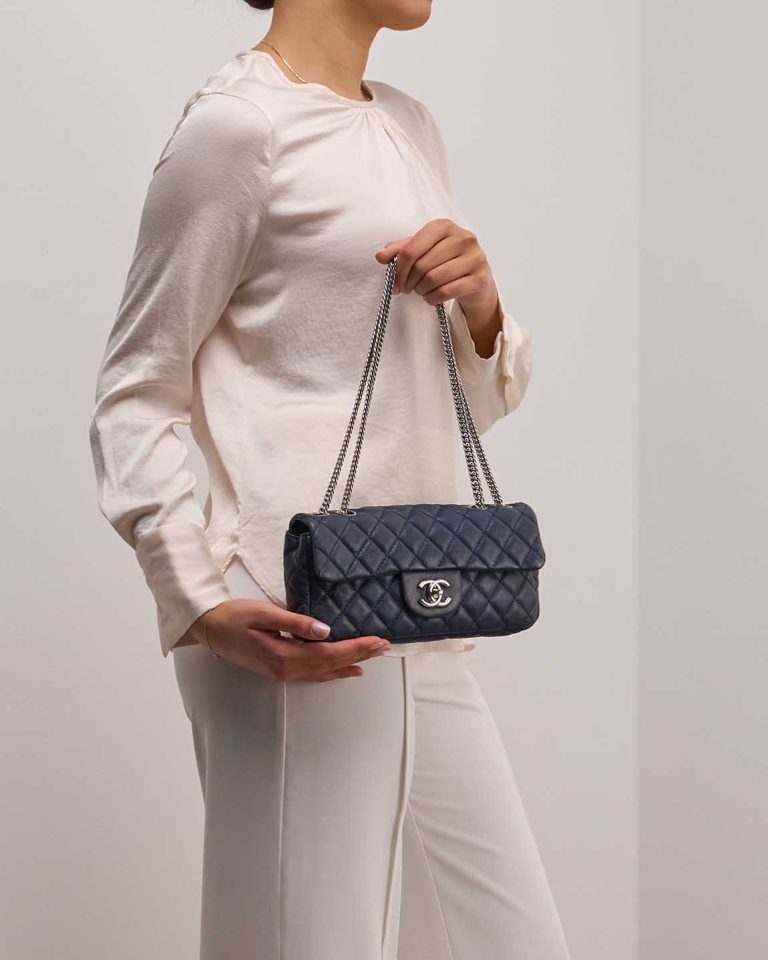 Chanel Timeless Baguette Small Lamb Dark Blue Front | Sell your designer bag