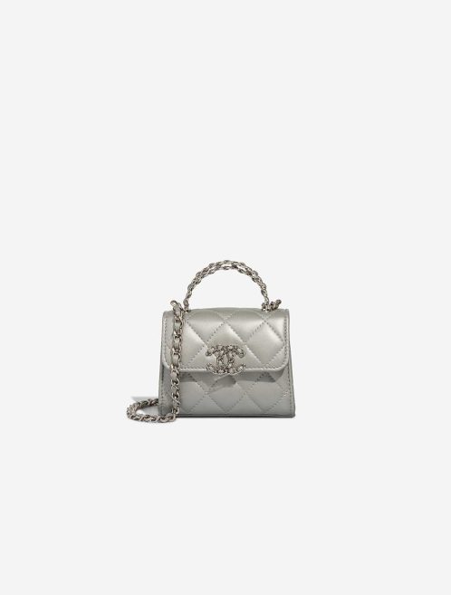 Chanel Timeless Handle Micro Lamb Silver Front | Sell your designer bag