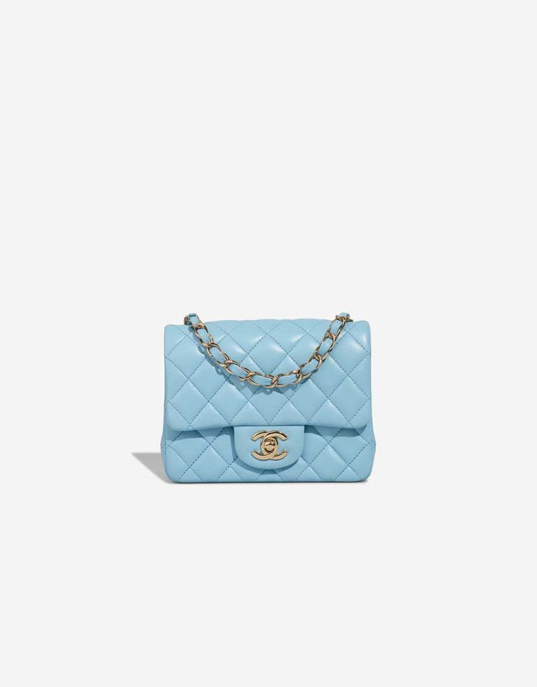 Chanel Timeless Mini Square Lamb Blue Front | Sell your designer bag