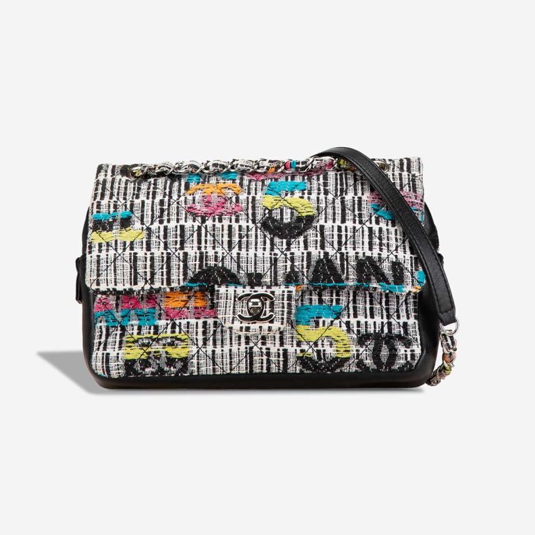 Chanel Timeless Medium Tweed / Lamb Black / White / Multicolor Front | Sell your designer bag