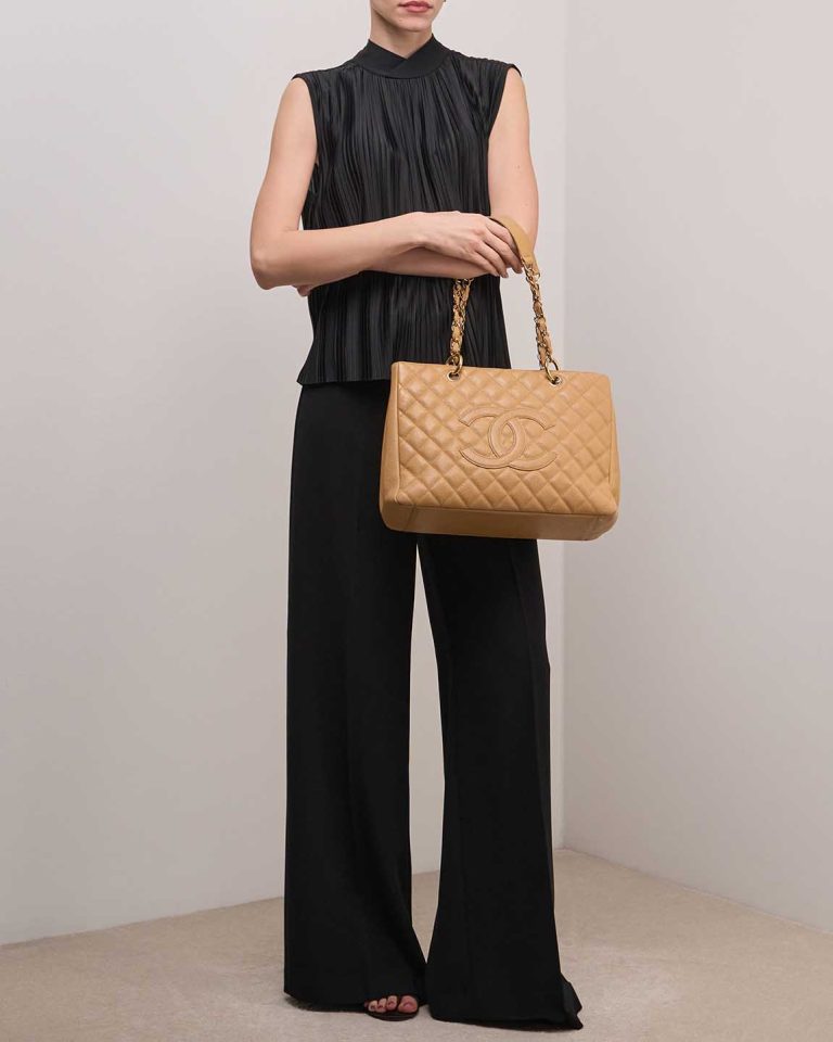 Chanel Shopping Tote GST Caviar Beige Front | Sell your designer bag