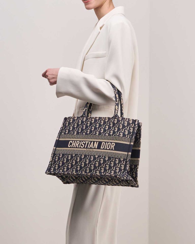 Dior Book Tote Small Canvas Blue Front | Sell your designer bag