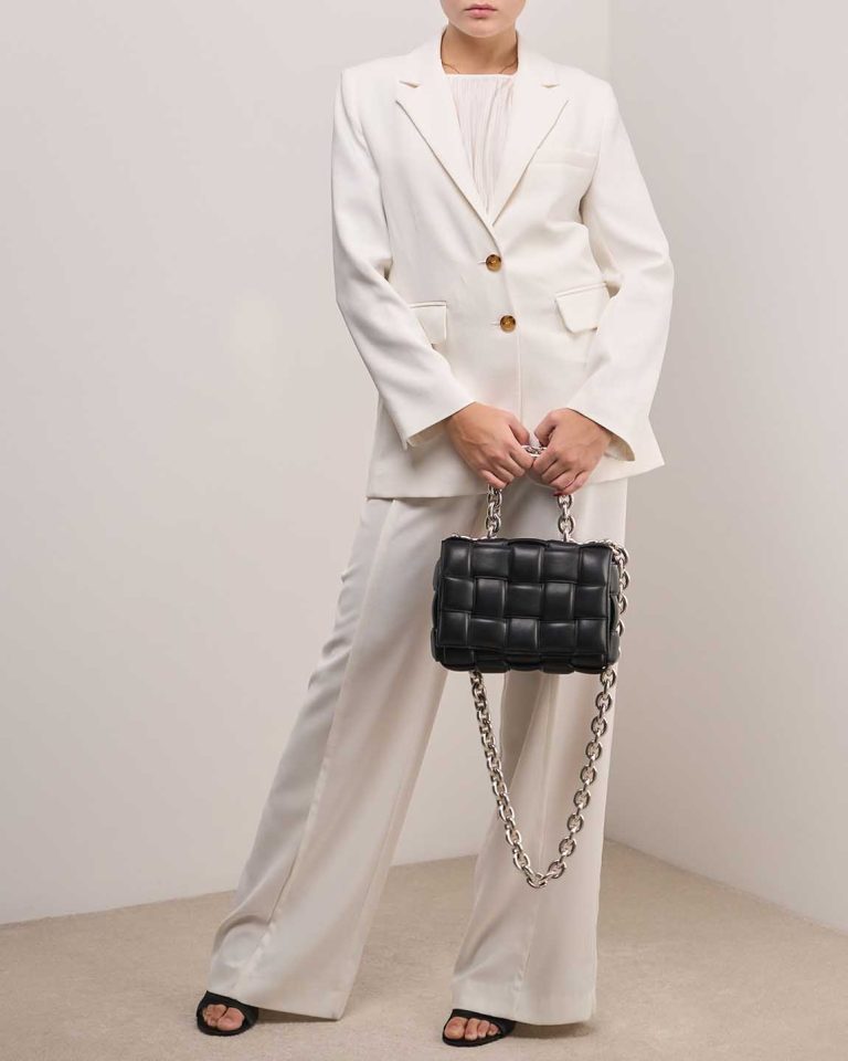 Bottega Veneta Cassette Lamb Black on Model | Sell your designer bag