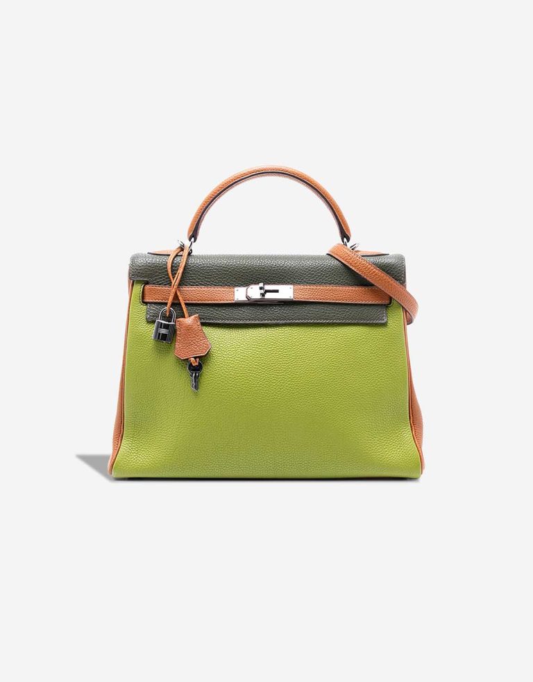 Hermès Kelly 32 Togo Gold / Vert Olive / Vert Anis Front | Sell your designer bag