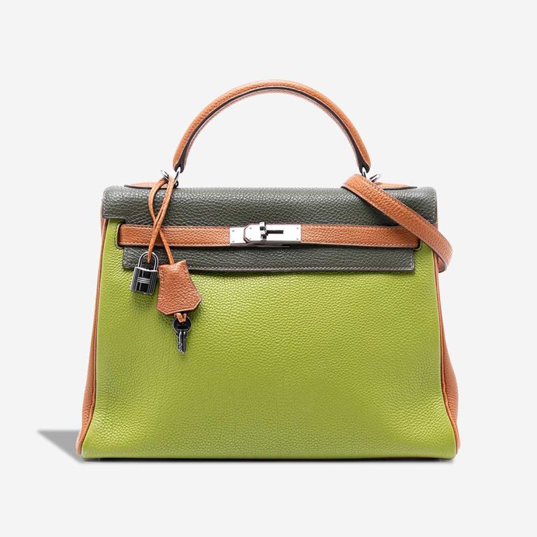 Hermès Kelly 32 Togo Gold / Vert Olive / Vert Anis Front | Sell your designer bag