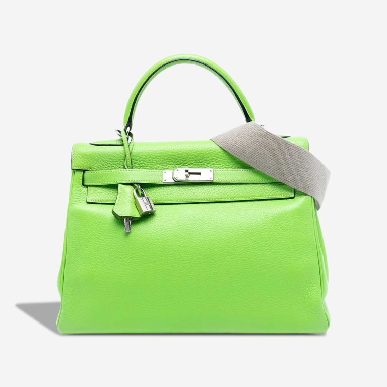 Hermès Kelly 32 Clémence  Vert Cru Front | Sell your designer bag