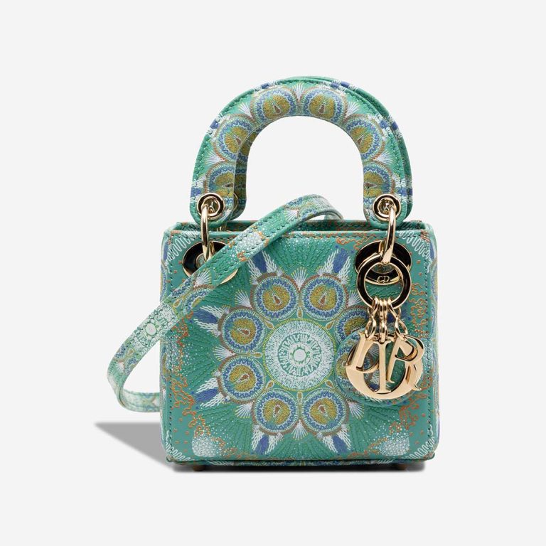 Dior Lady Micro Calf Green / Multicolour Front | Sell your designer bag