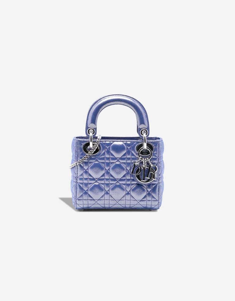 Dior Lady Mini Lamb Metallic Blue Front | Sell your designer bag