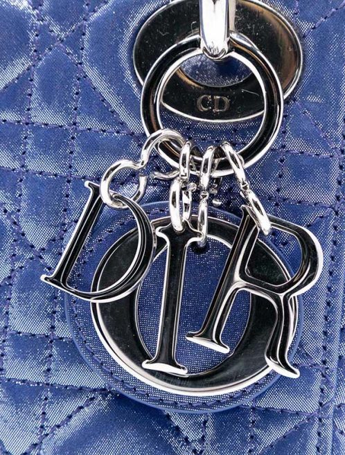Dior Lady Mini Lamb Metallic Blue Closing System | Sell your designer bag
