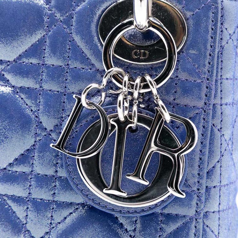 Dior Lady Mini Lamb Metallic Blue Front | Sell your designer bag