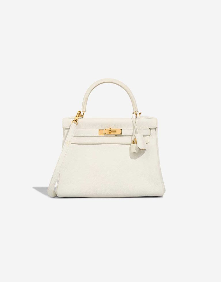 Hermès Kelly 28 Taurillon Clémence New White Front | Sell your designer bag