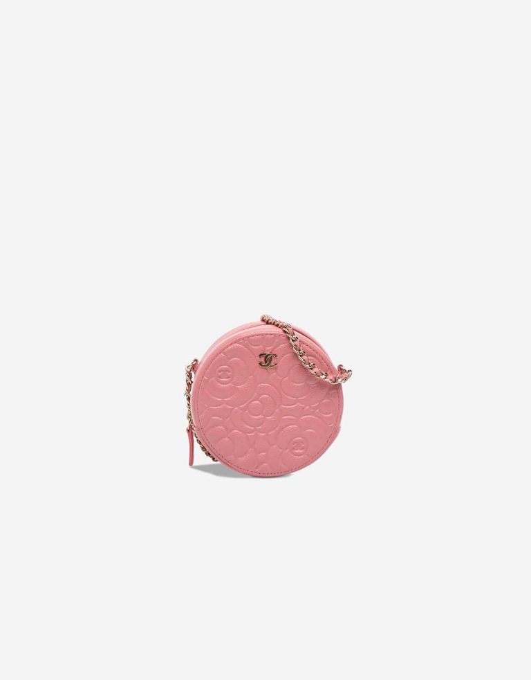 Chanel Round Clutch Camellia Caviar Pink Front | Sell your designer bag