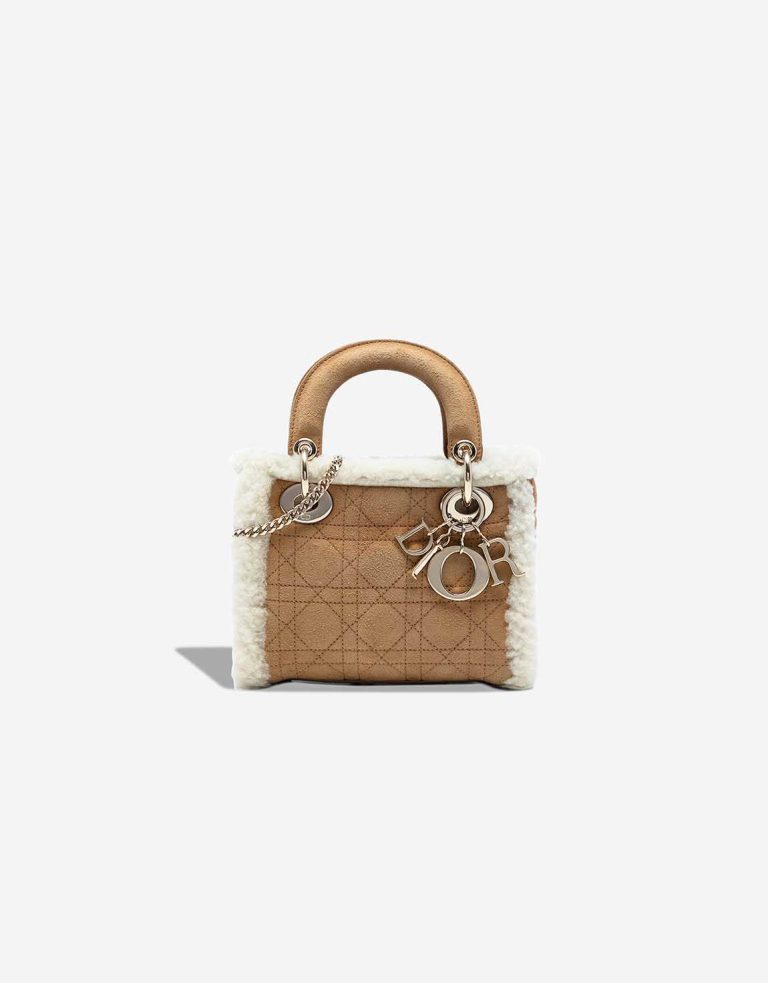 Dior Lady Mini Suede / Shearling Brown / White Front | Sell your designer bag