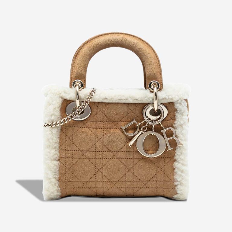 Dior Lady Mini Suede / Shearling Brown / White Front | Sell your designer bag