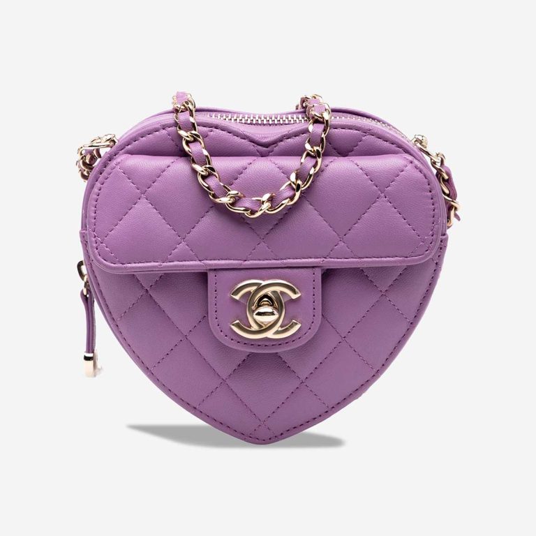 Chanel Timeless Heart Small Lamb Purple Front | Sell your designer bag