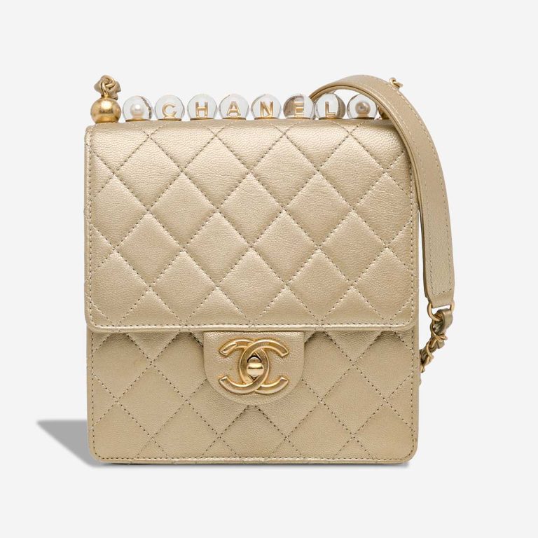 Chanel Timeless Mini Square Lamb Metallic Gold Front | Sell your designer bag