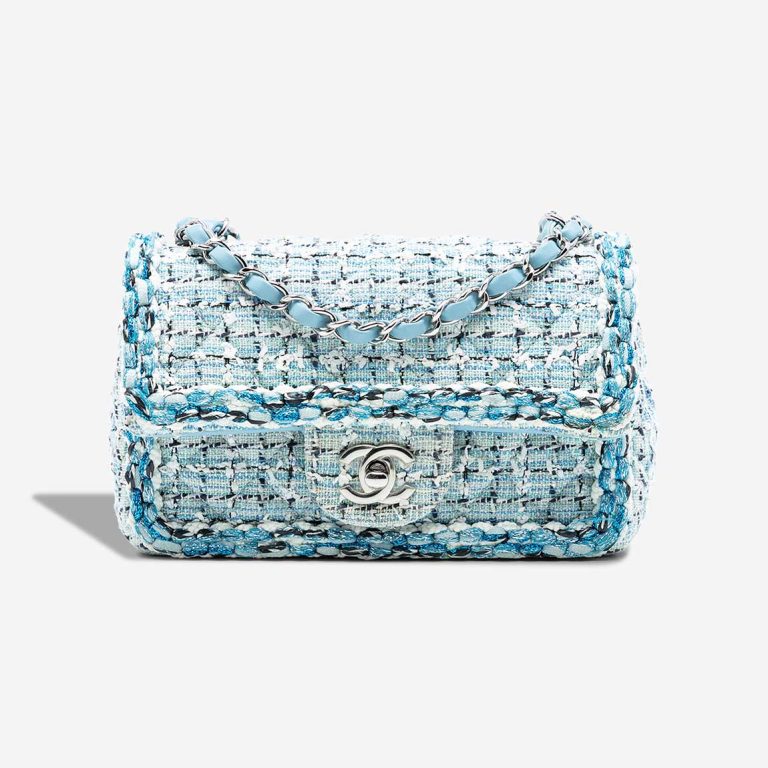 Chanel Timeless Mini Rectangular Tweed / Lamb Blue Front | Sell your designer bag