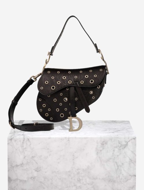 Dior Saddle Medium Aged Calf Black Front | Sell your designer bag