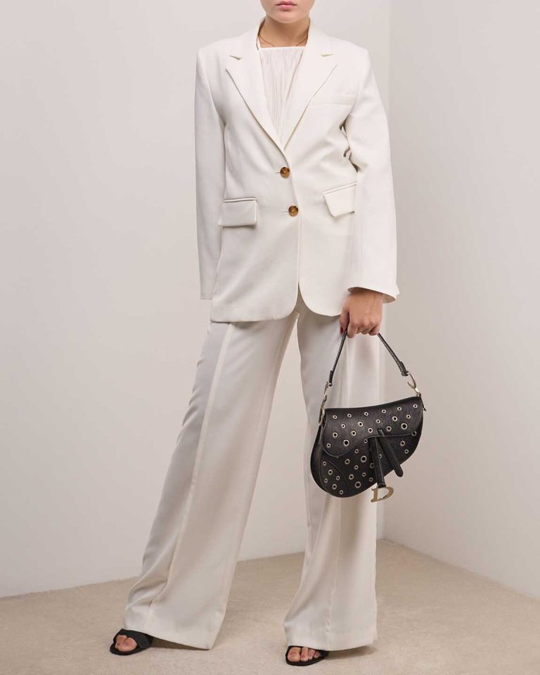 Dior Saddle Medium Aged Calf Black on Model | Sell your designer bag