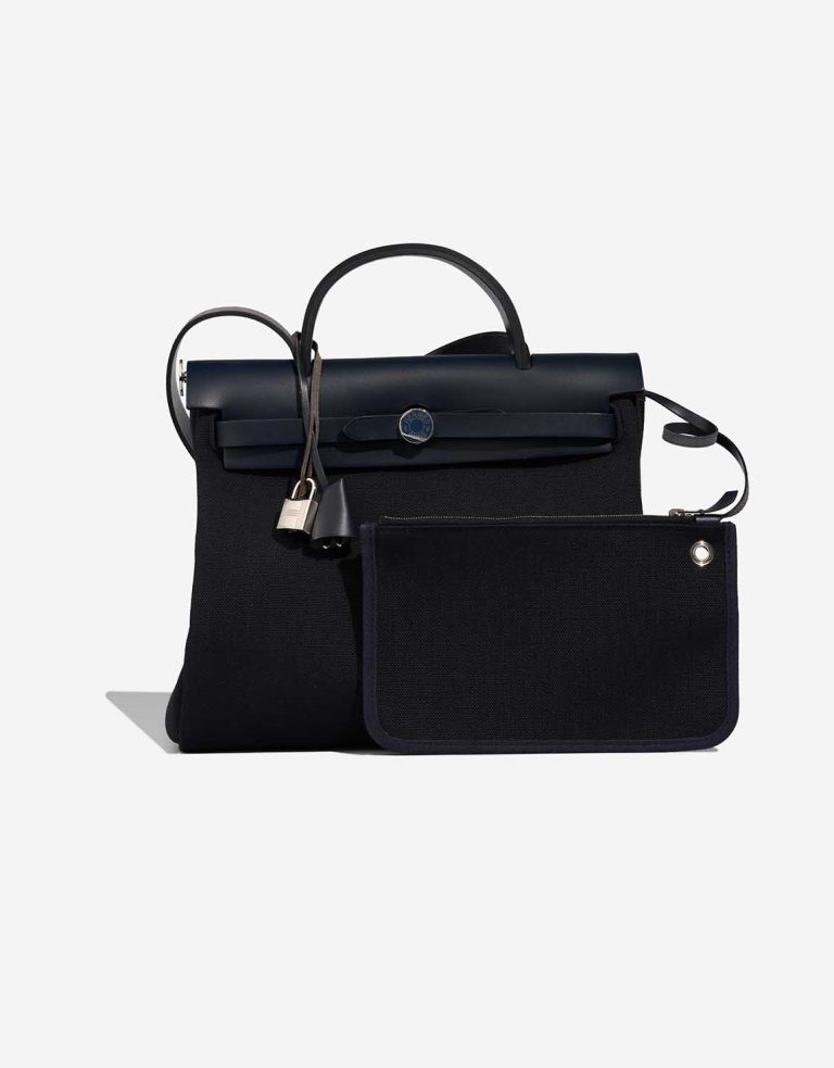 Hermès Herbag 31 Vache Naturel / Toile Bleu Indigo / Bleu Marine Front | Sell your designer bag