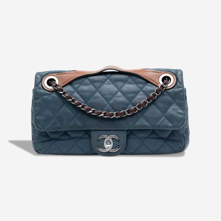 Chanel Flap Bag Aged Calf Blue / Brown Front | Sell your designer bag