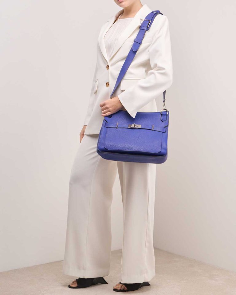 Hermès Jypsière 34 Clémence Bleu Électrique on Model | Sell your designer bag