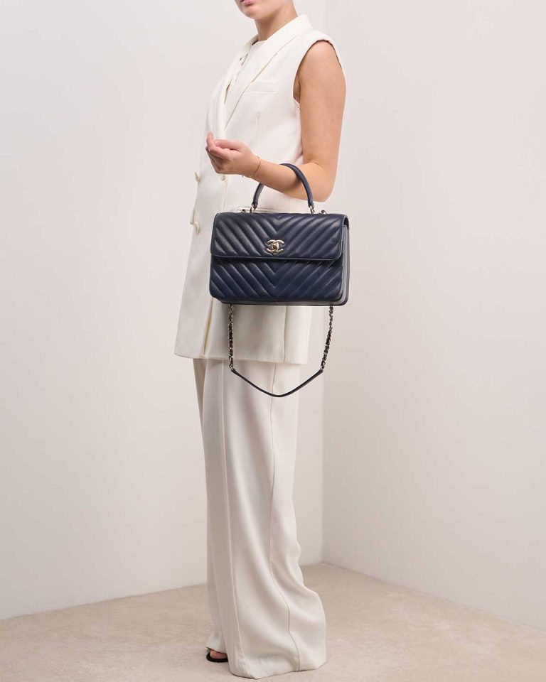 Chanel Trendy CC Large Lamb Navy on Model | Sell your designer bag