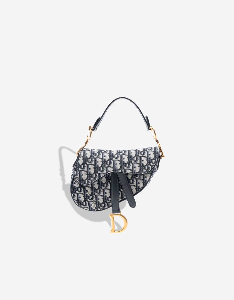 Dior Saddle Mini Canvas Blue / White Front | Sell your designer bag