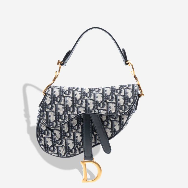 Dior Saddle Mini Canvas Blue / White Front | Sell your designer bag