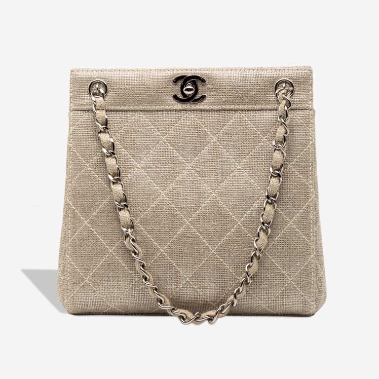 Chanel Clutch with Chain Canvas Beige Front | Sell your designer bag