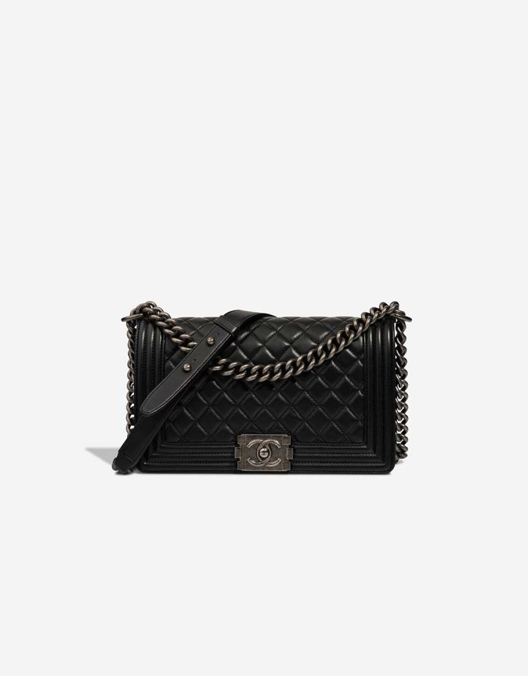 Chanel Boy Old Medium Lamb Black Front | Sell your designer bag
