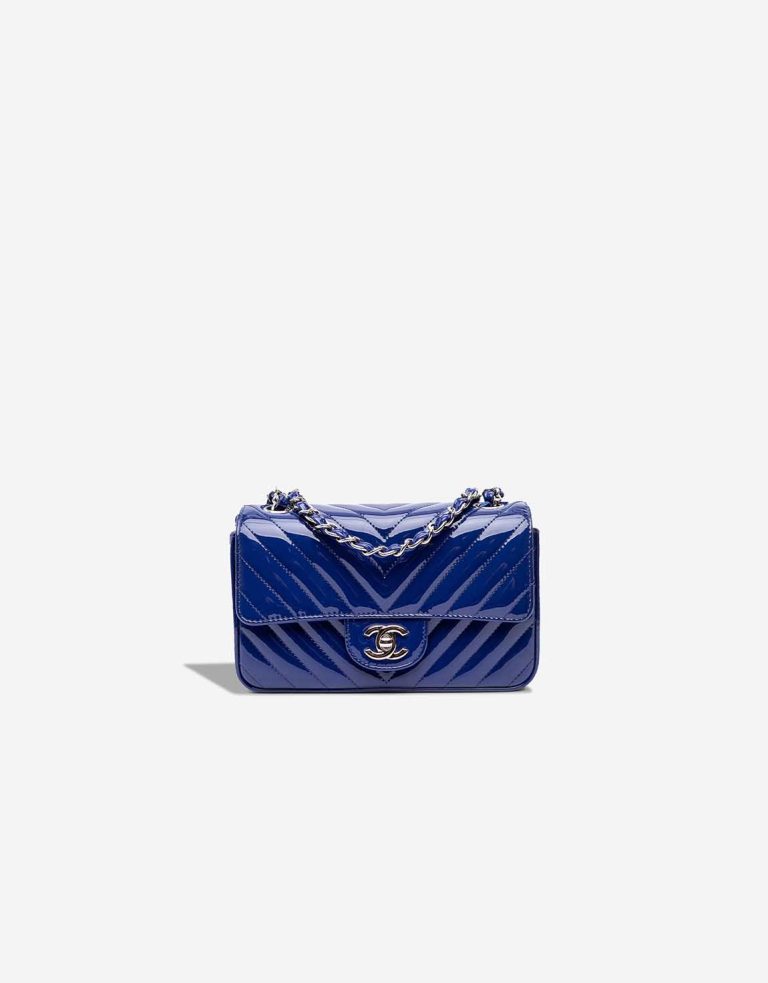 Chanel Timeless Mini Rectangular Patent Blue Front | Sell your designer bag