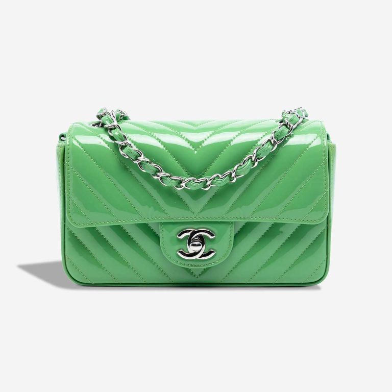 Chanel Timeless Mini Rectangular Patent Green Front | Sell your designer bag