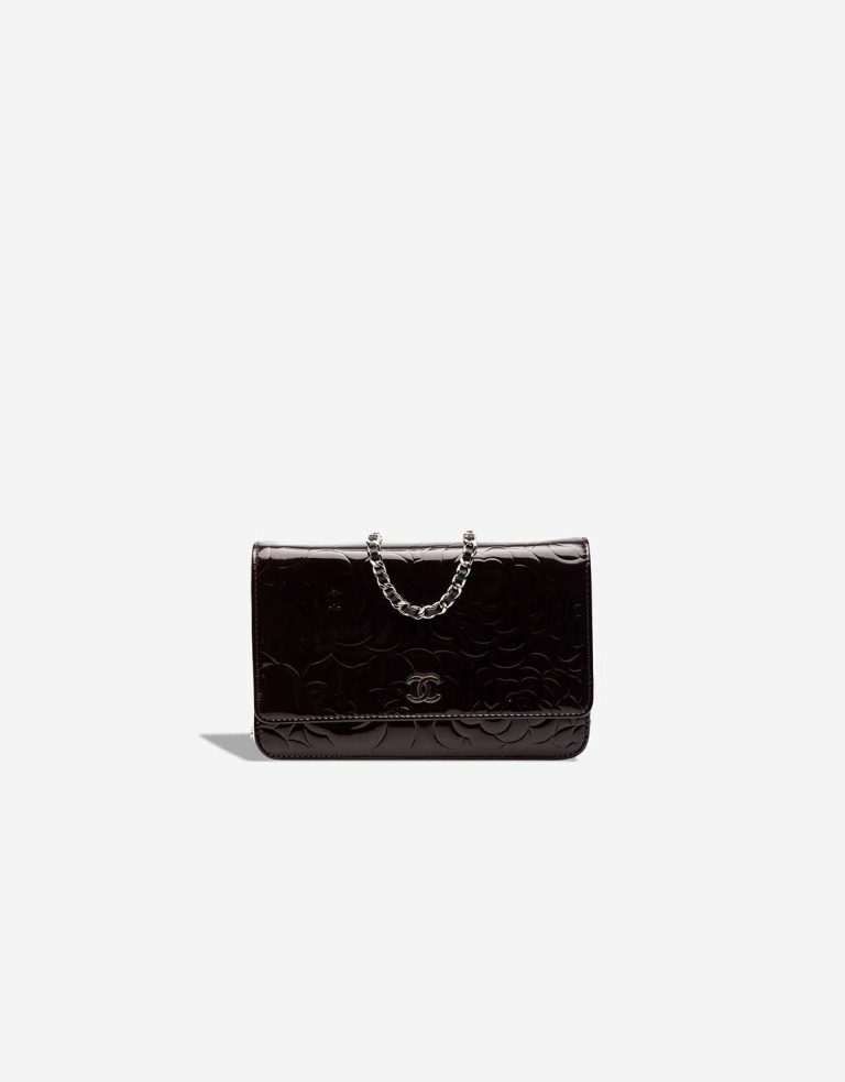 Chanel Wallet On Chain Camellia Patent Black Front | Sell your designer bag