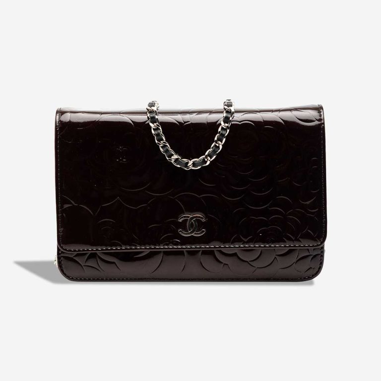 Chanel Wallet On Chain Camellia Patent Black Front | Sell your designer bag