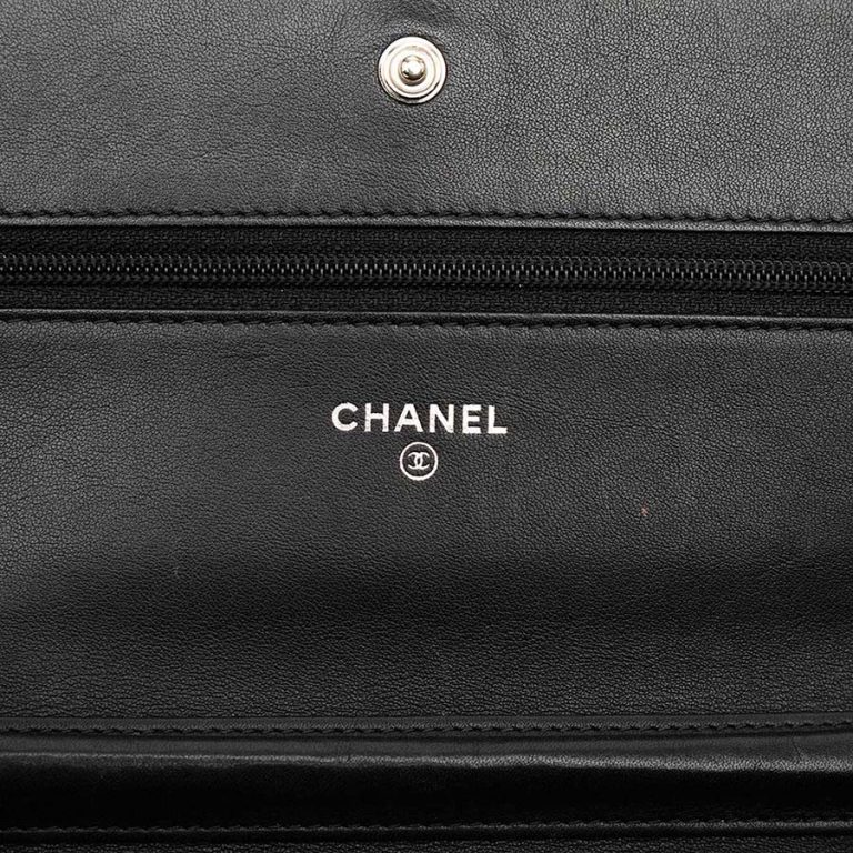 Chanel Wallet On Chain Camellia Patent Black Front | Sell your designer bag