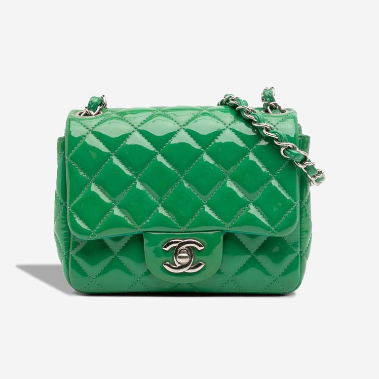 Chanel Timeless Mini Square Patent Green Front | Sell your designer bag