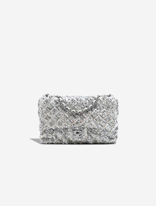 Chanel Timeless Medium Satin / Sequins Silver Front | Sell your designer bag