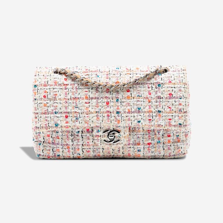 Chanel Timeless Medium Tweed White / Multicolor Front | Sell your designer bag