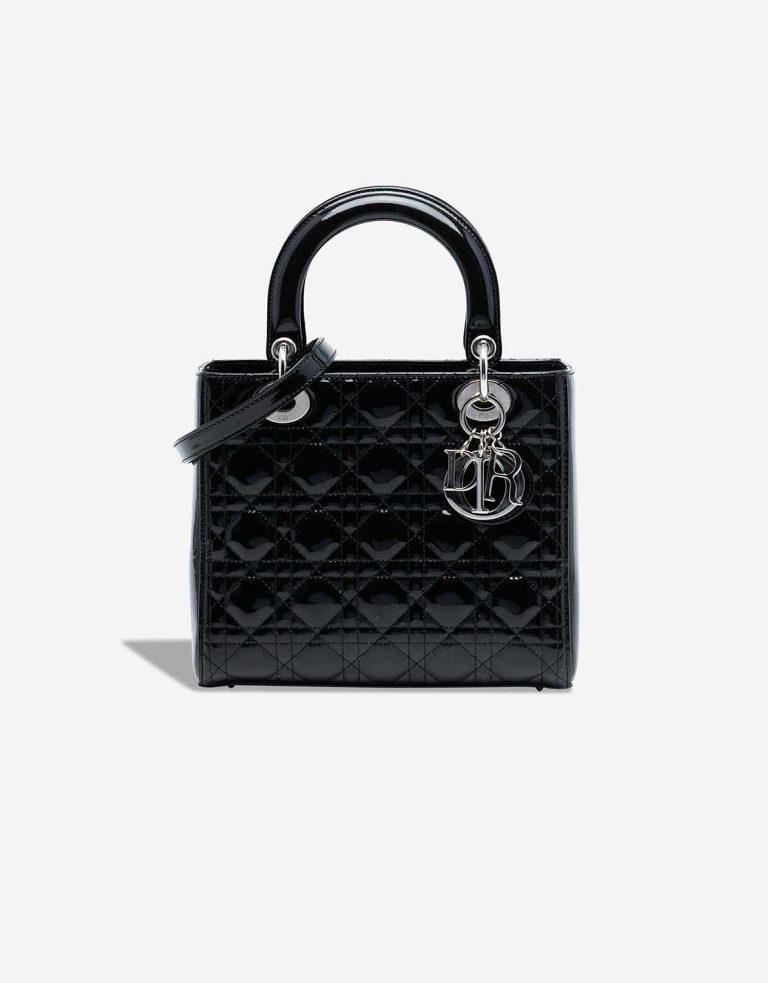 Dior Lady Medium Patent Black Front | Sell your designer bag