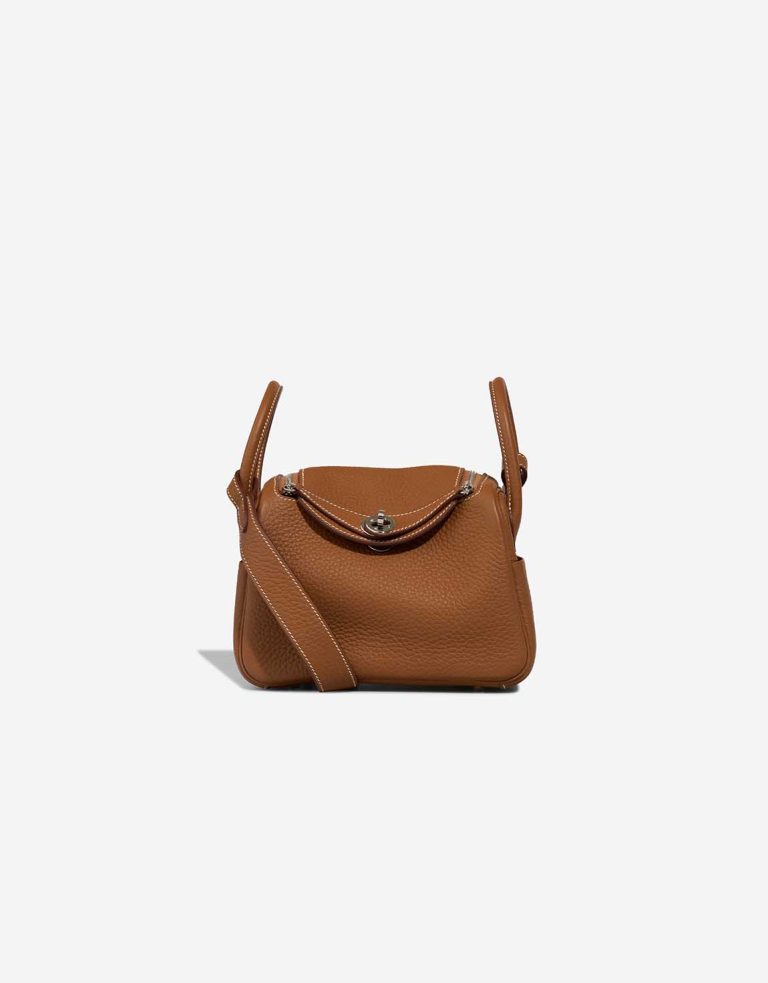 Hermès Lindy Mini Taurillon Clémence Gold Front | Sell your designer bag