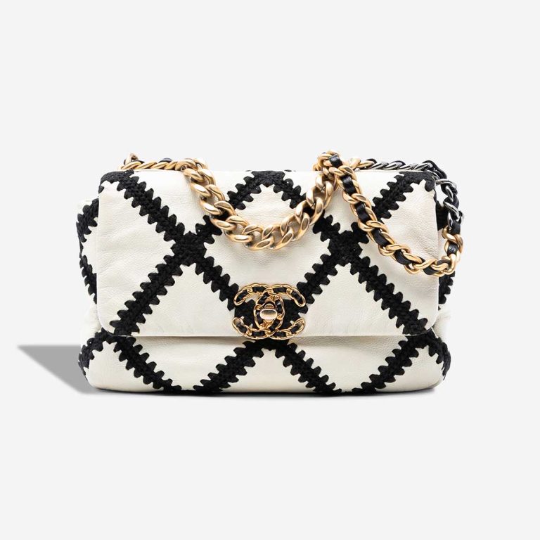 Chanel 19 Flap Bag Calf White / Black Front | Sell your designer bag