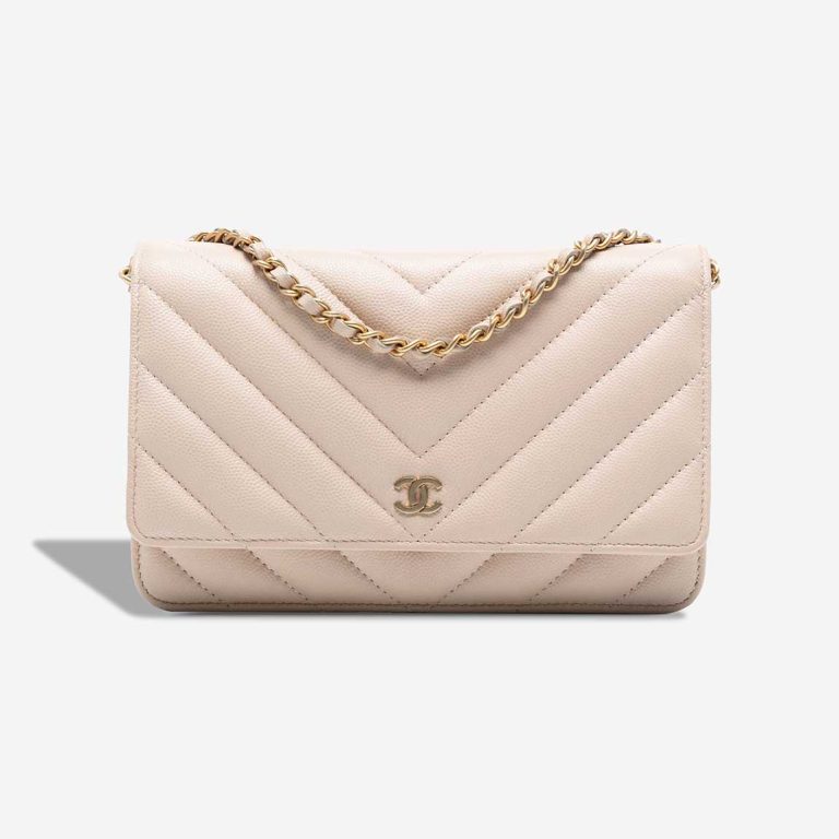 Chanel Wallet On Chain Caviar Beige Front | Sell your designer bag