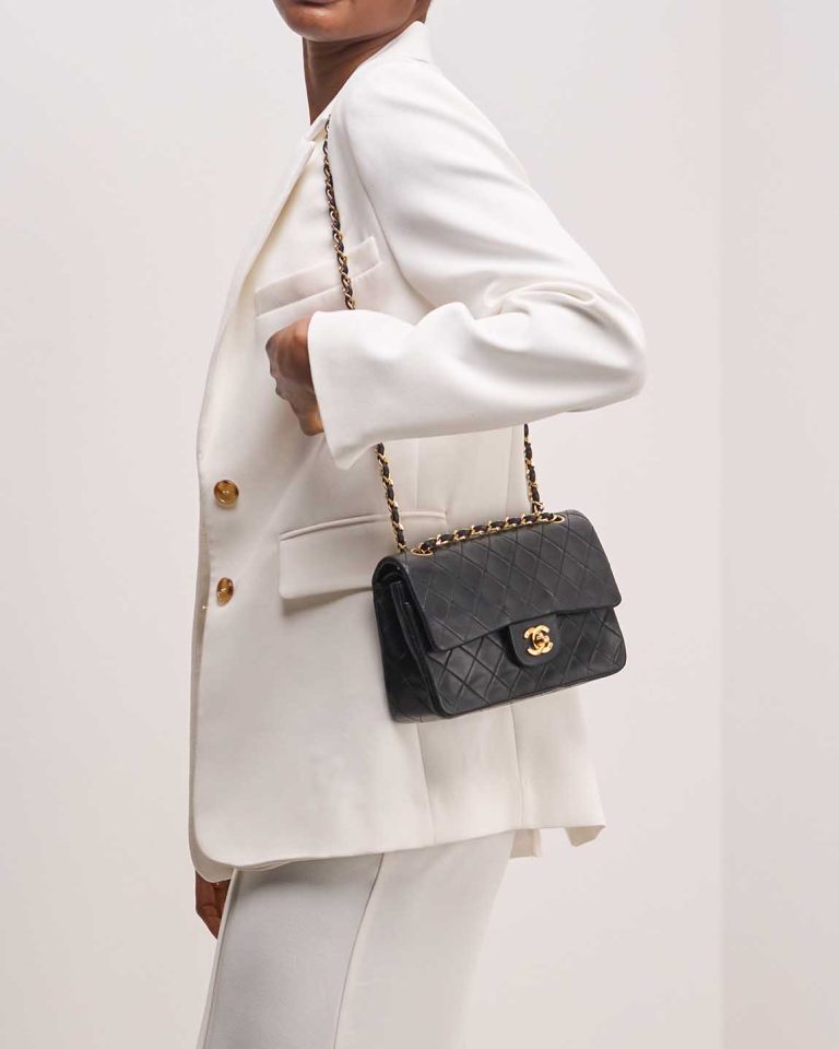 Chanel Timeless Small Lamb Black on Model | Sell your designer bag