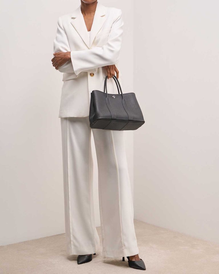 Hermès Garden Party 30 Veau Négonda Black on Model | Sell your designer bag